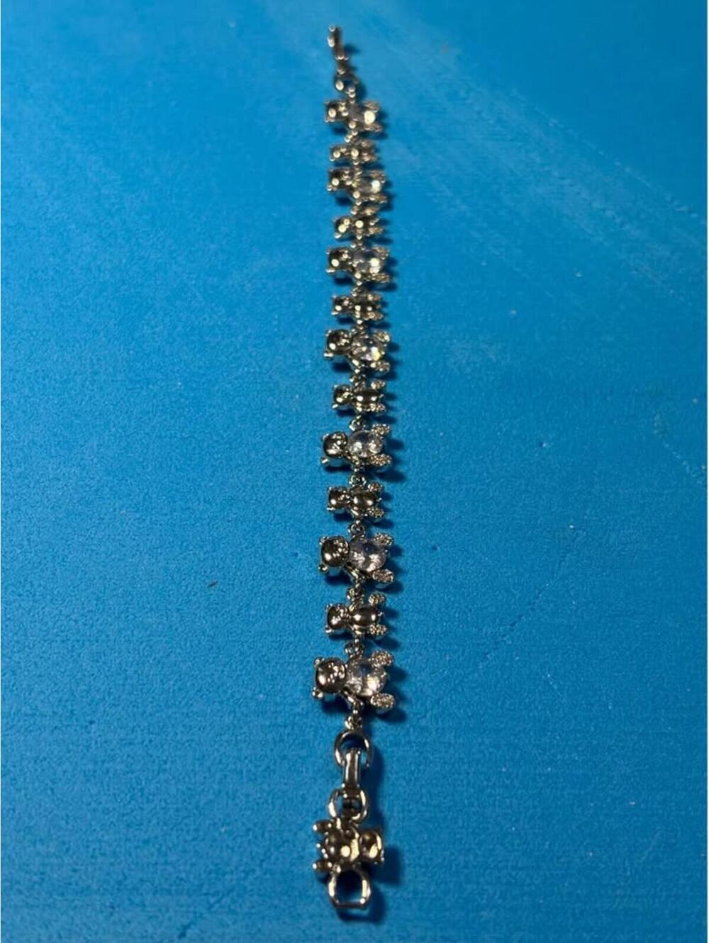 Silver Teddy Bear Crystal Bracelet - Picture 2 of 7